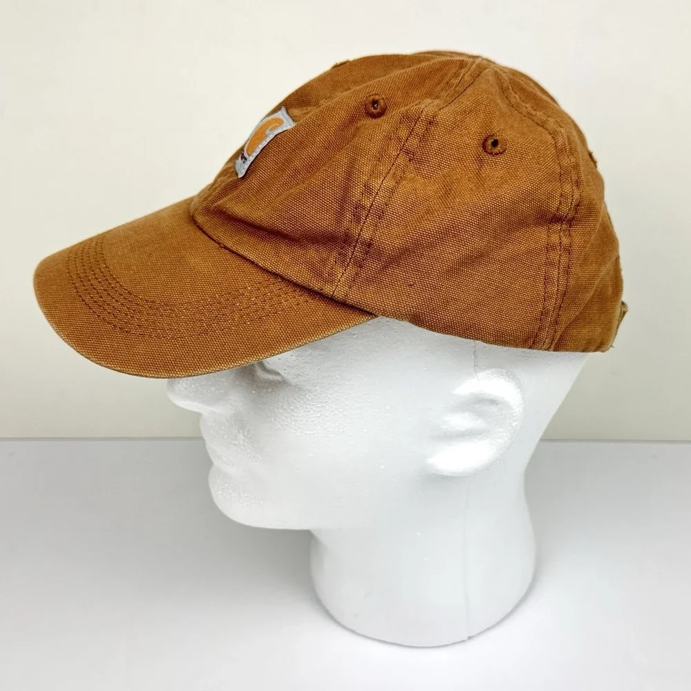 Carhartt Hat Youth Kids Adjustable Brown Canvas Logo Patch Cap Cotton